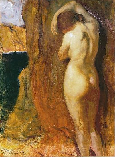 unknow artist Nude Leaning against a Rock Overlooking the Sea,